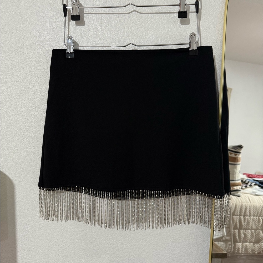 Sincerely Jules Black Skater Mini Skirt with Silver Embellishments